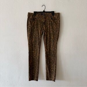 Leopard Print Skinny Jeans Women 31/12 Stretch Mid Rise
